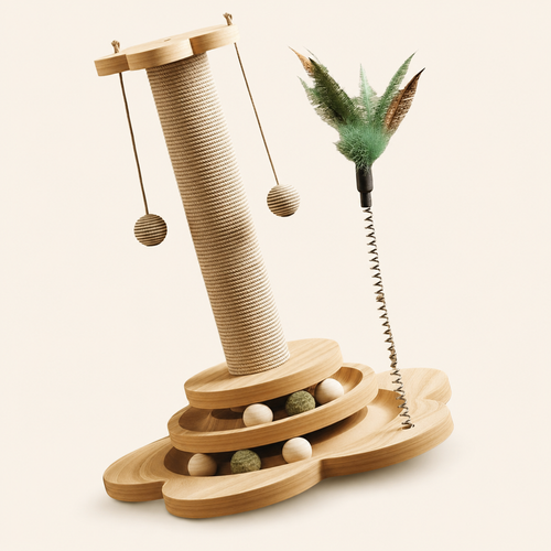 Pet Cat Toy Solid Wood Cat Turntable