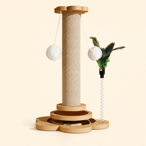Large Tall Cat Scratching Post (Natural Sisal)