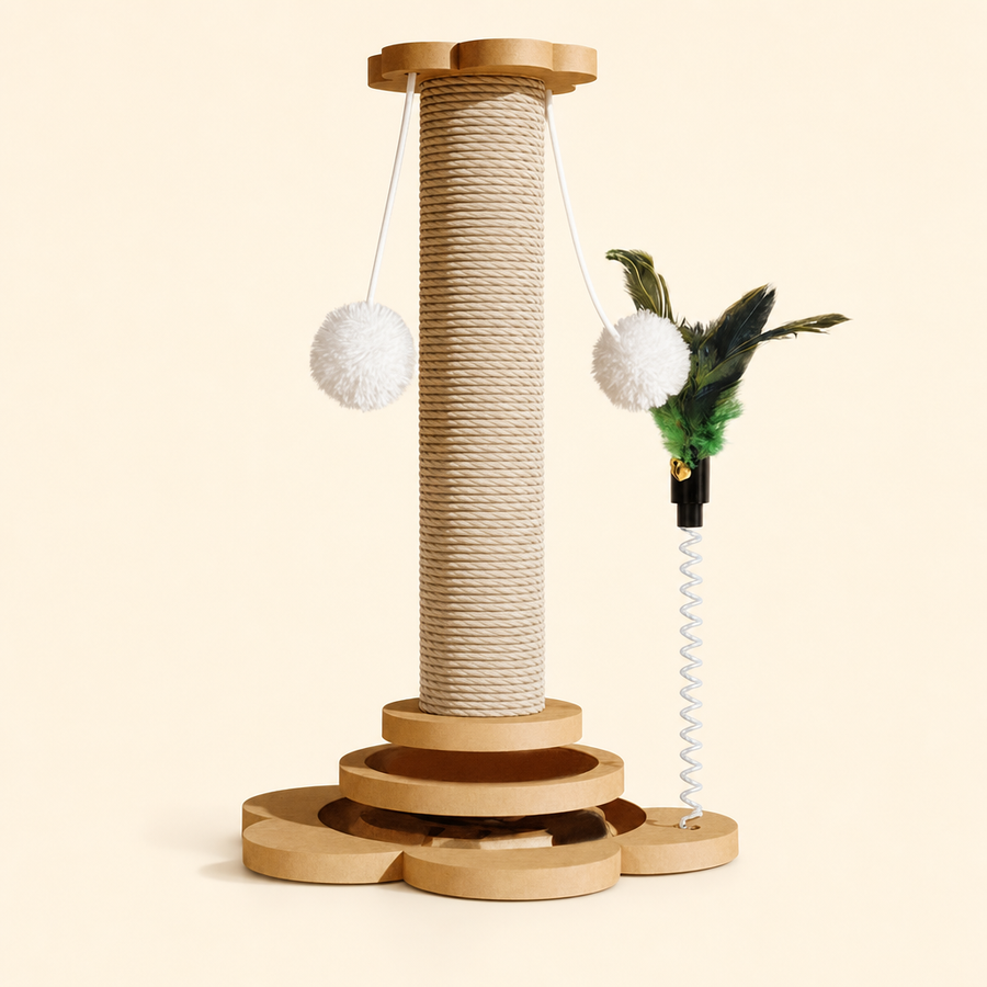 Large Tall Cat Scratching Post (Natural Sisal)