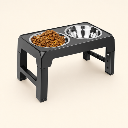 Elevated Adjustable Dog Feeding Station (Double Stainless Bowls)