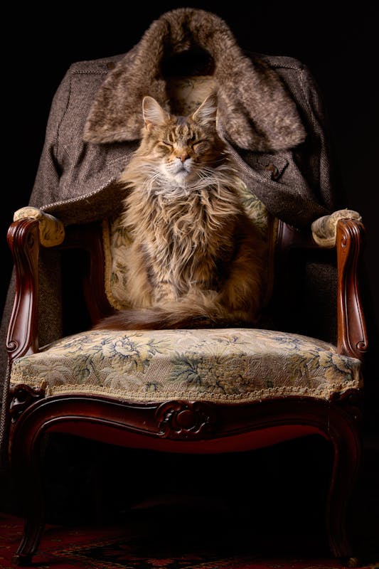 Cat sitting on an armchair
